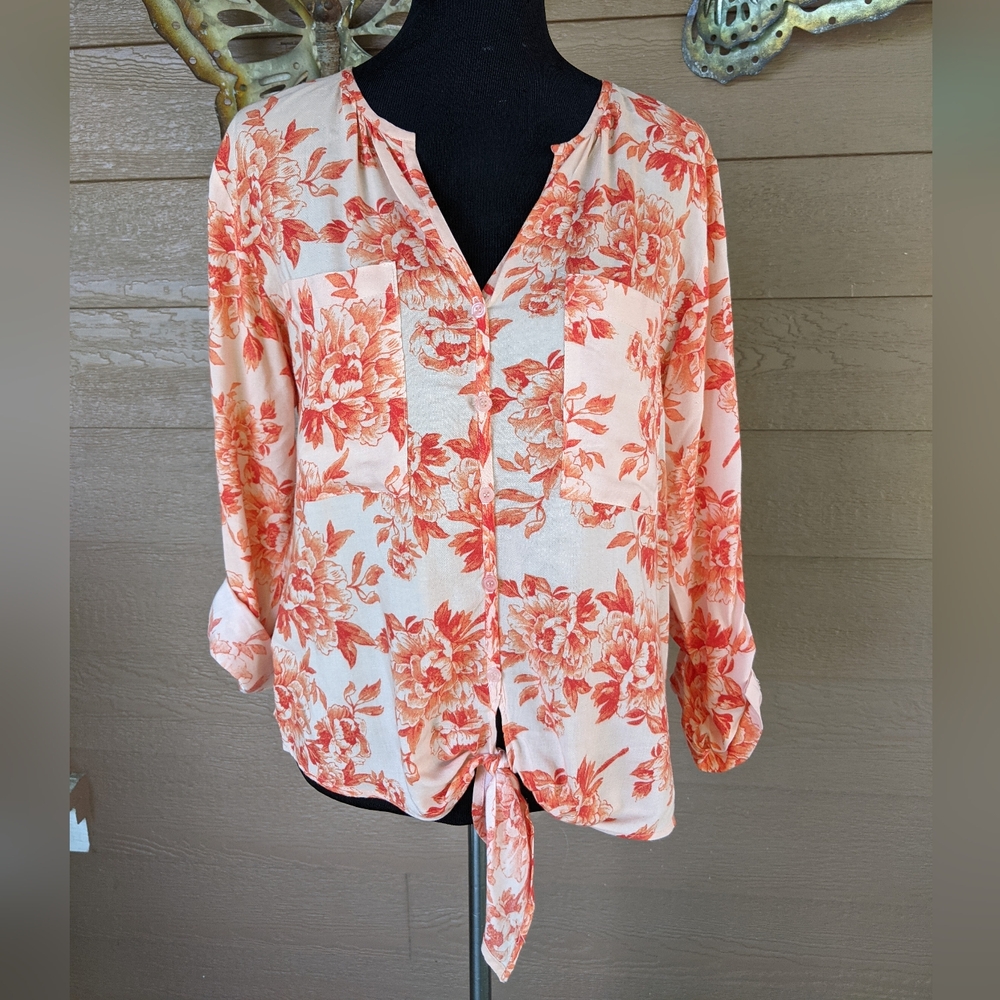 KUT From the Kloth Orange Floral Blouse Top